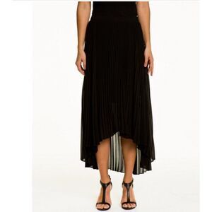 Le Chateau Pleated Chiffon Flared Skirt Size 4 Color Black